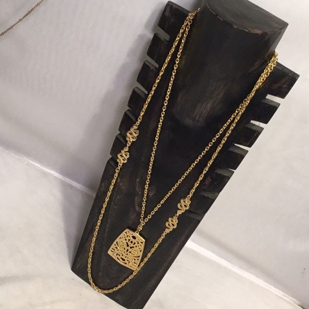 DOUBLE STRANDS LONG NECKLACE PENDANT‎